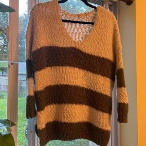 Altar’d State Dark Green and White Oversized Sweater